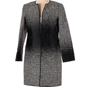 NWT Lafayette 148 New York Erin Equinox Long Sleeve Jacquard Coat Black Silver 4